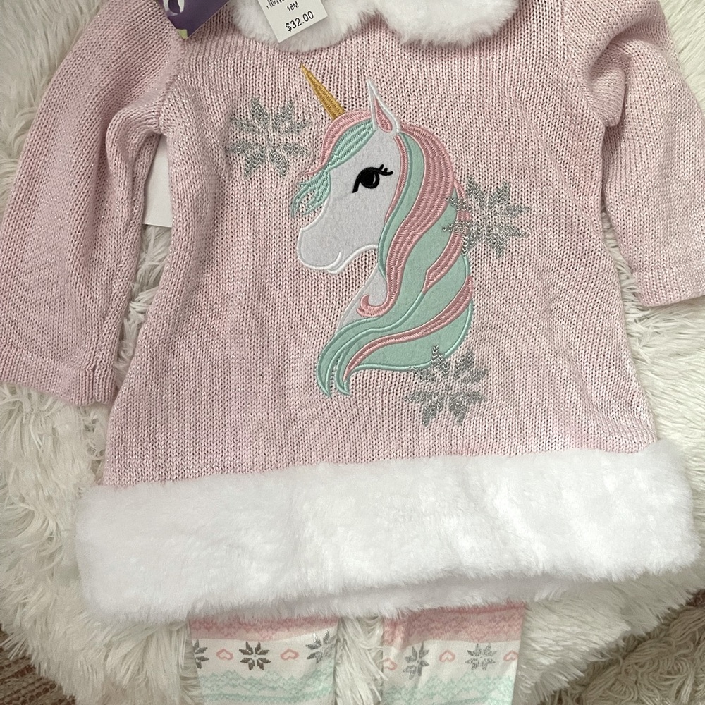 BlueBeri Boulevard Unicorn Sweater with Fair Isle Pants